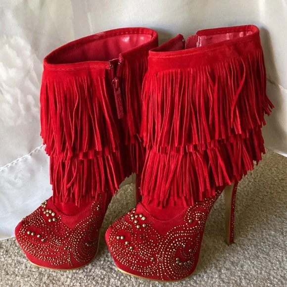 Stiletto Boots Alba Sexy Bling Heels 🔥 Sz 6.5 NWOT EXCELLENT CONDITION - Picture 2 of 7